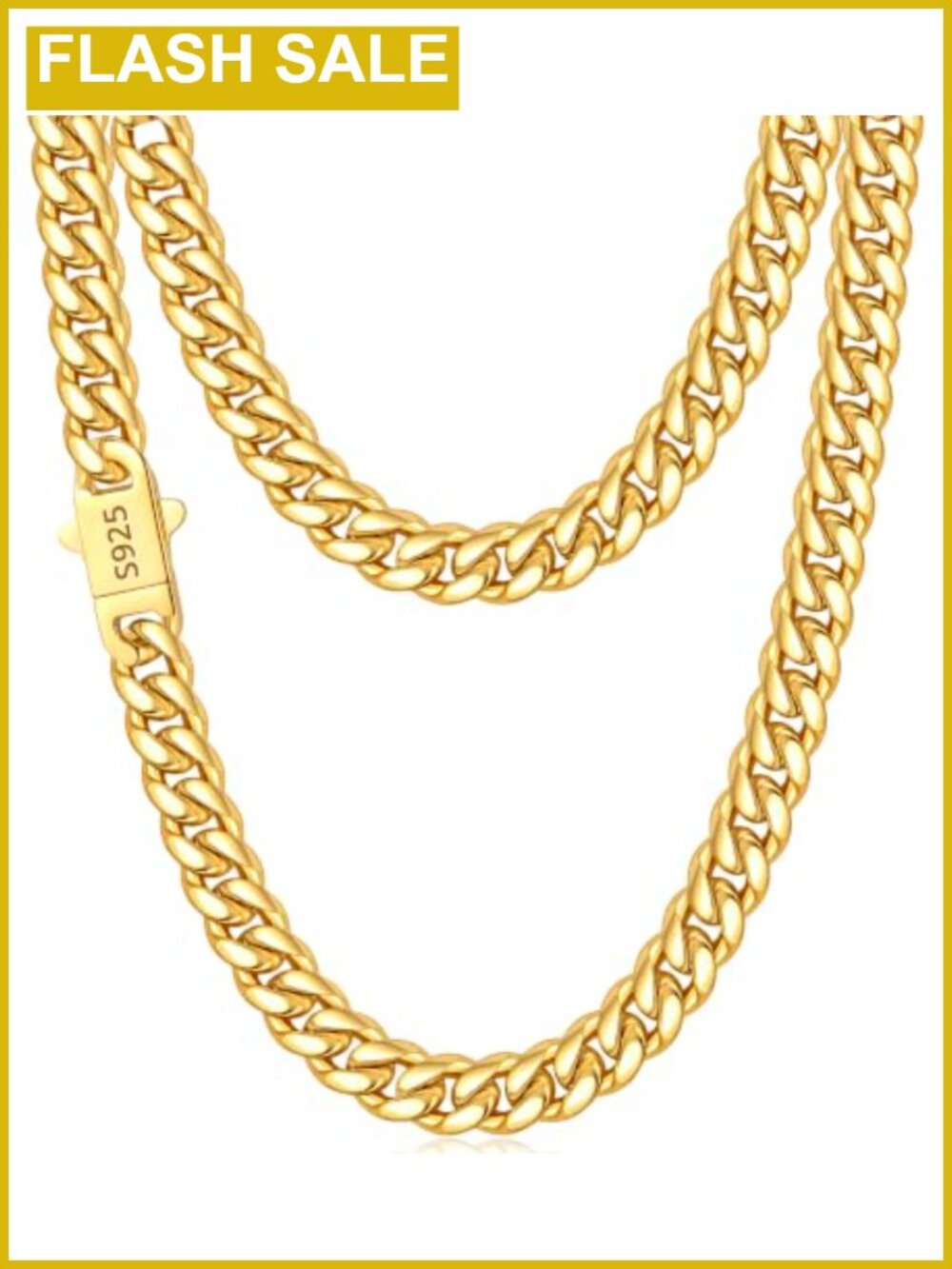 18K Gold Plated Stainless Steel 7mm Miami Cuban Chain Necklace Men 20 Inch